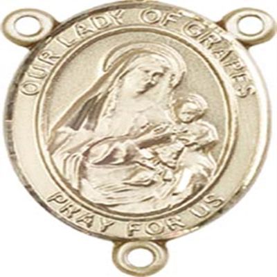 14K Gold Filled Our Lady of Grapes Rosary Centerpiece Medal, 3/4 Inch