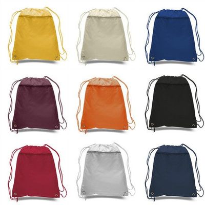 (3 Pack) Budget-Friendly Polyester Drawstring Sport Backpacks,Sackpack (Orange)