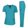 Dagacci Medical Uniform Womens Medical Scrub Set Shirt Top and Pant, Teal_green, Small, Short Sleeve view 1