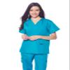 Dagacci Medical Uniform Womens Medical Scrub Set Shirt Top and Pant, Teal_green, Small, Short Sleeve view 4