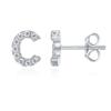 PAVOI Diamond Initial Stud Earrings for Women, White Gold, Size 1, Diamond view 1