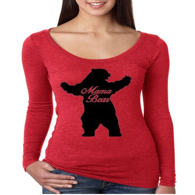 ALLNTRENDS Women's Shirt Mama Bear Family Top for Mom Xmas Cute Top (S, Vintage Red)
