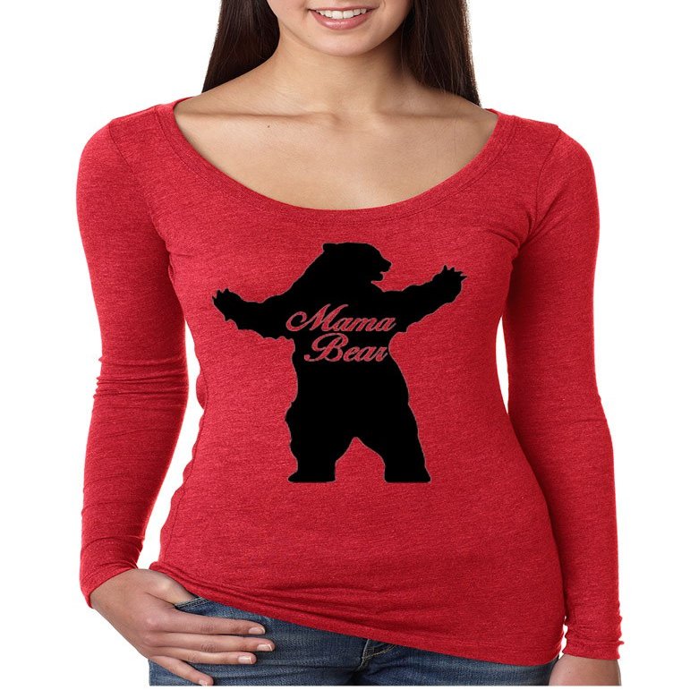 ALLNTRENDS Women's Shirt Mama Bear Family Top for Mom Xmas Cute Top (S, Vintage Red)