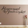 Always on My Mind Forever in My Heart Wall Decals Stickers, Black, 24" view 1