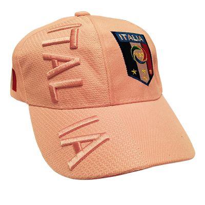 Baseball Caps Hats with Five 3D Embroideries Countries of Europe (3-Pack, Country: Italy Pink)
