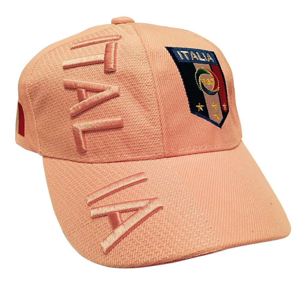 Baseball Caps Hats with Five 3D Embroideries Countries of Europe (3-Pack, Country: Italy Pink)