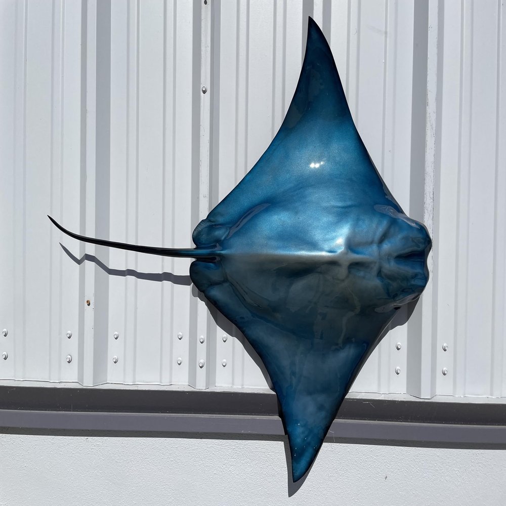 in Stock - 40" Blue Cownose Ray Half Sided Fish Mount Replica - Affordable Coastal Decor - Indoors Or Outside