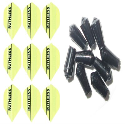 3 Sets of Ruthless Panels Standard Dart Flights Plus 3 Sets of Black Nylon Dart Flight Protectors (Fluro Yellow)