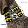 Dog Collar Seatbelt Buckle Racing Stripe2 Weathered Black Yellow 11 to 17 Inches 1.0 Inch Wide view 2