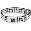 Dog Collar Seatbelt Buckle Diamonds White Multi Color 18 to 32 Inches 1.5 Inch Wide view 1