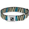 Dog Collar Seatbelt Buckle Zig Zag Doodle Black Cream Blues 16 to 23 Inches 1.5 Inch Wide view 1