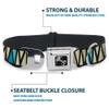 Dog Collar Seatbelt Buckle Zig Zag Doodle Black Cream Blues 16 to 23 Inches 1.5 Inch Wide view 4