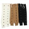 Ewanda store Women 80s Knitted Flat Knee High Button Down Crochet Lace Trim Leg Warmers,Black view 2