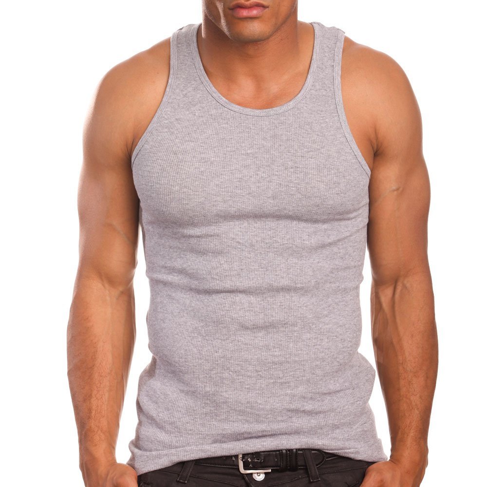 Mens A-Shirts 3 Pack Undershirt, Medium, Heather Grey