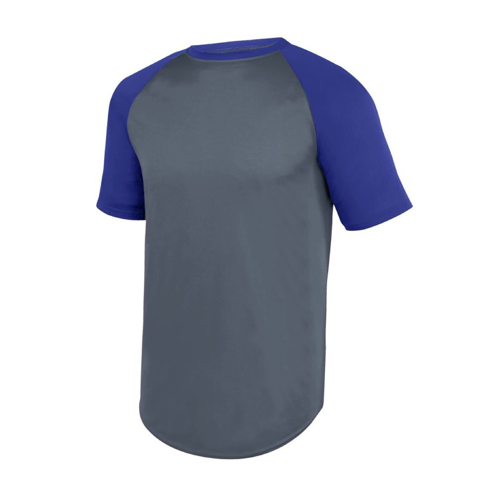 Augusta Sportswear Youth Wicking Short Sleeve Baseball Jersey Graphite/Purple L