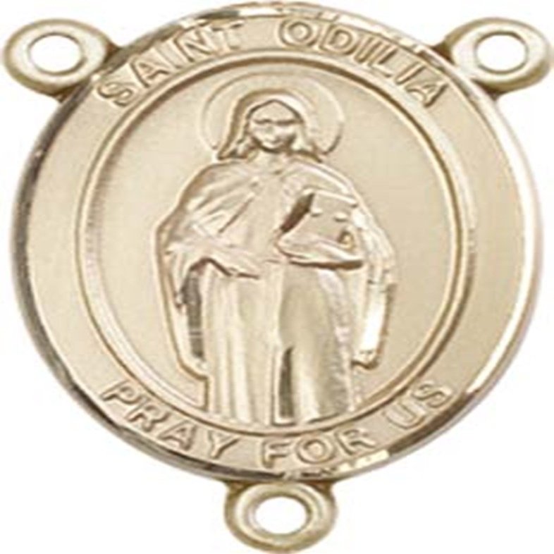 14K Gold Filled Saint Odilia Rosary Centerpiece Medal, 3/4 Inch