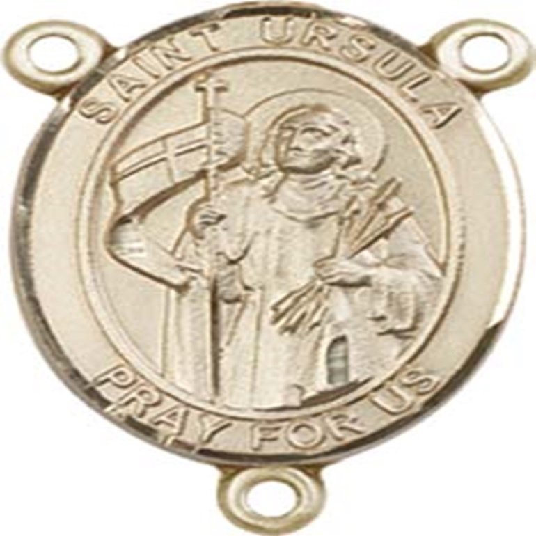 14K Gold Filled Saint Ursula Rosary Centerpiece Medal, 3/4 Inch