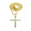 NYFASHION101 Slim Stone Stud Cross Pendant with Gold-Tone Chain Necklace - 2mm 24" Box Chain Necklace view 1