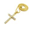 NYFASHION101 Slim Stone Stud Cross Pendant with Gold-Tone Chain Necklace - 2mm 24" Box Chain Necklace view 3