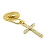 NYFASHION101 Slim Stone Stud Cross Pendant with Gold-Tone Chain Necklace - 2mm 24" Box Chain Necklace view 4