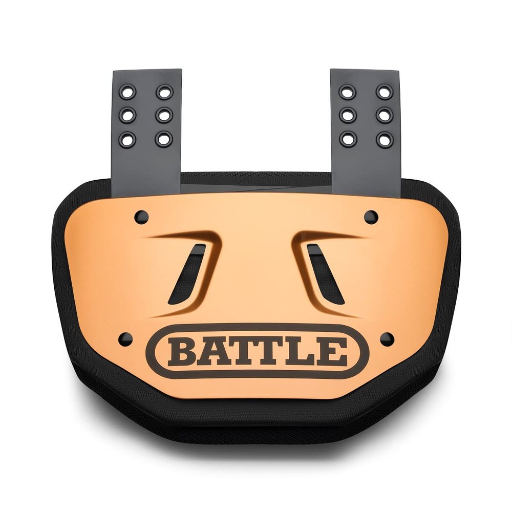 Battle Sports Football Back Plate Hard Shell Lower Back Protector with Contoured Foam for High-Impact Protection - Adult, Gold