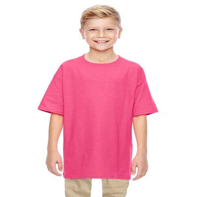 Gildan Big Boys Heavy Taped Neck Comfort Jersey T-Shirt, Safety Pink, S