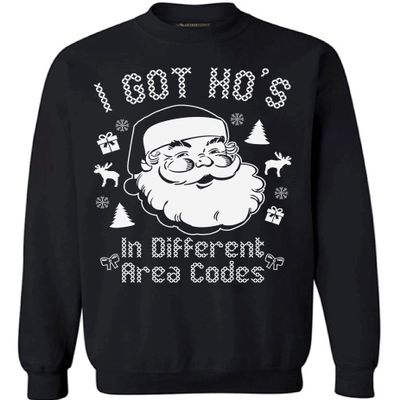 Awkwardstyles I Got Hos In Different Area Codes Sweater Ugly Christmas Crewneck 5XL Black