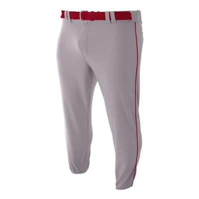 A4 Sportswear Youth Large Cardinal with Black Side Piping Elastic Bottom Baseball Pants