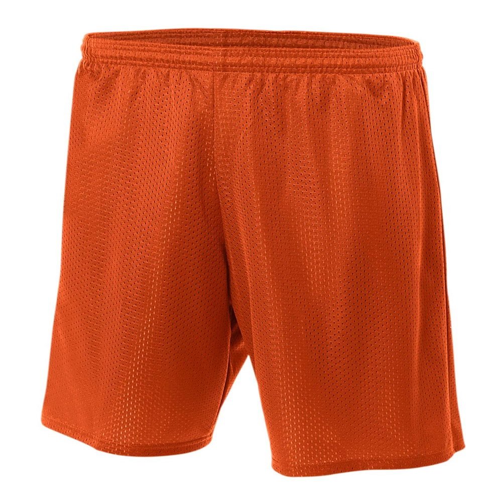 Adult Large Athletic Orange 9" Poly Mesh Moisture Wicking Athletic Shorts