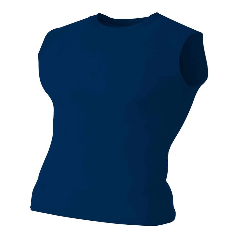 A4 Sportswear Navy Blue Adult 2XL Muscle Tee No Sleeve Tank High Performance Compression Moisture Wicking Shirt