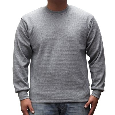 PRO 5 Mens Casual Long Sleeve Thermal, 5XL, Heather Grey