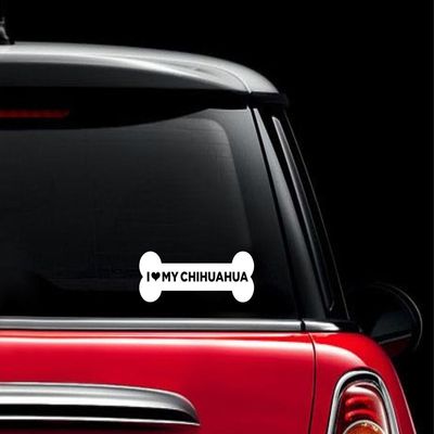I Love My Chihuahua Dog Bone Decal Vinyl Sticker|Cars Trucks Vans Walls Laptop| White |7.5 x 3 in|CCI695