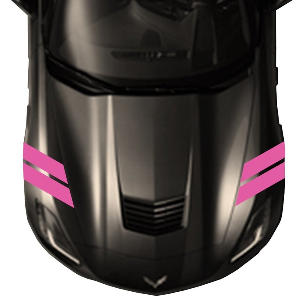 4 Inch Fender Bars Vinyl Racing Stripes Decals, Fits Chevy Corvette C7 Stingray, Passenger Side, Pink