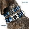 Dog Collar Seatbelt Buckle Grunge Gears Blue 16 to 23 Inches 1.5 Inch Wide view 2