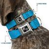 Dog Collar Seatbelt Buckle Ditsy Floral Blue Light Blue White 18 to 32 Inches 1.5 Inch Wide view 2