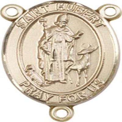 14K Gold Filled Saint Hubert of Liege Rosary Centerpiece Medal, 3/4 Inch