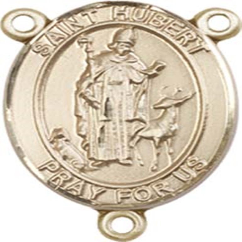 14K Gold Filled Saint Hubert of Liege Rosary Centerpiece Medal, 3/4 Inch