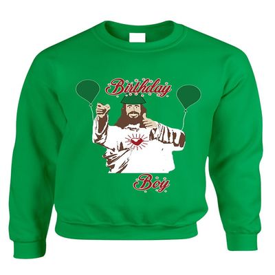 ALLNTRENDS Adult Crewneck Birthday Boy Jesus Ugly Christmas Sweater (M, Irish Green)