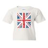 Union Jack Youth T-Shirt United Kingdom Distressed British Flag Kids Tee White Small