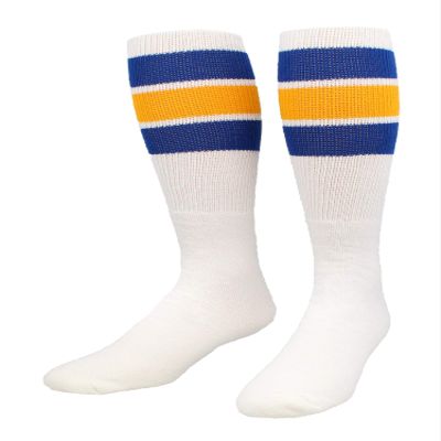 TCK Retro 3 Stripe Tube Socks (Royal/Gold, Small)