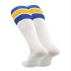 TCK Retro 3 Stripe Tube Socks (Royal/Gold, Small) view 2