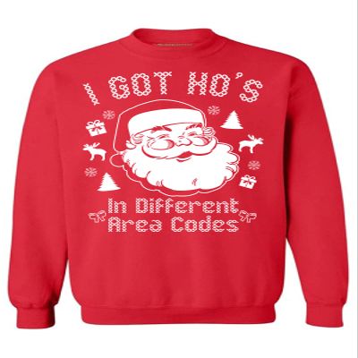 Awkward Styles I Got Hos In Different Area Codes Sweater Ugly Christmas Crewneck 5XL Red