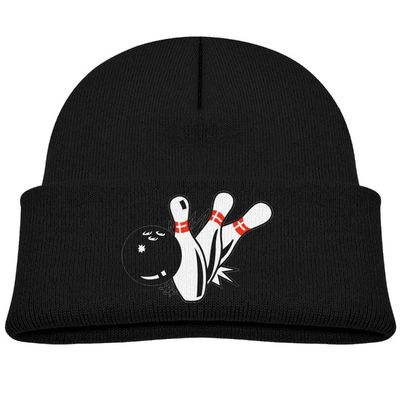 Memoy Bowling Children Winter Knitting Wool Cotton Warm Cap Black