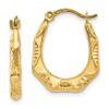 14k Yellow Gold Hollow Oval Hoop Earrings view 1