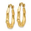 14k Yellow Gold Hollow Oval Hoop Earrings view 2