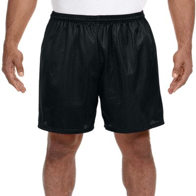 Adult Small Black 7" Poly Mesh Moisture Wicking Athletic Shorts