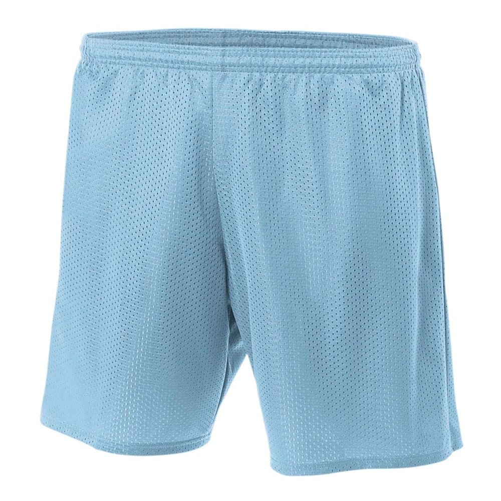 Adult Small Light Blue 7" Poly Mesh Moisture Wicking Athletic Shorts
