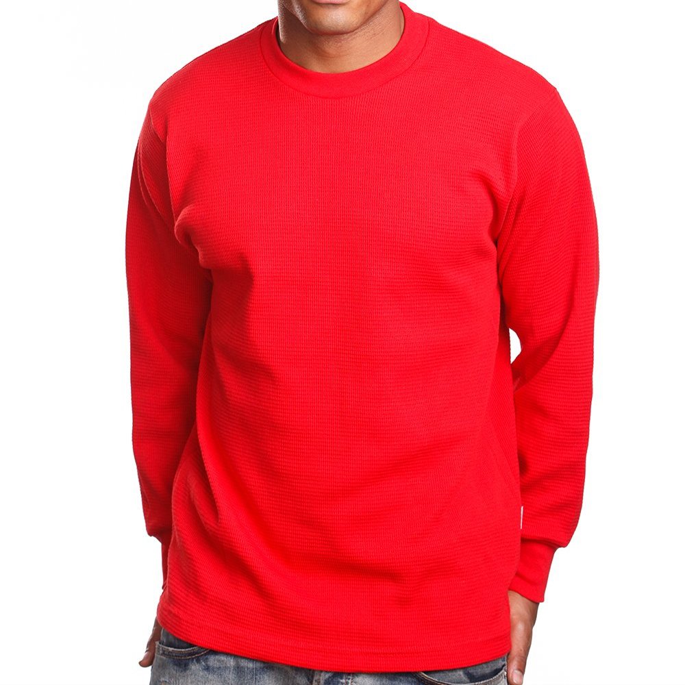 Mens Casual Long Sleeve Thermal, Medium, Red