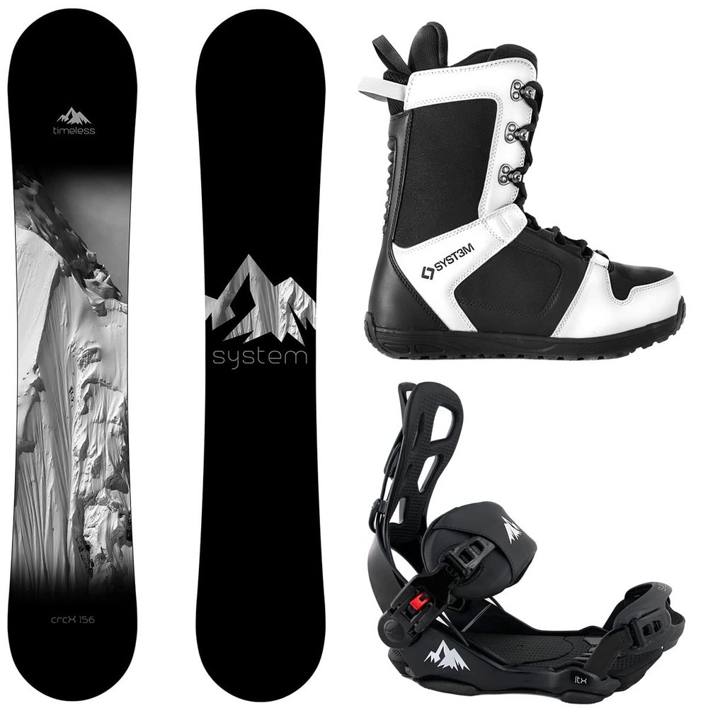 Package-Timeless Snowboard 163 cm Wide-System LTX Binding Large-System APX Snowboard Boots 12