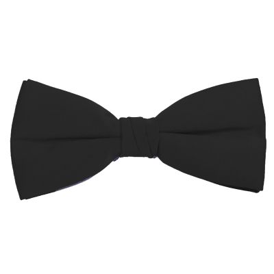 K. Alexander Solid Black Bow Tie Men's Satin Pre-tied Formal Tuxedo Bow with Adjustable Band